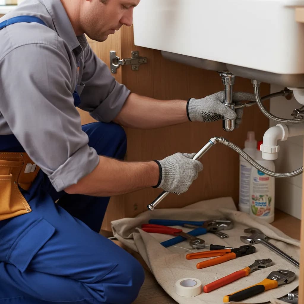 Plumber at work