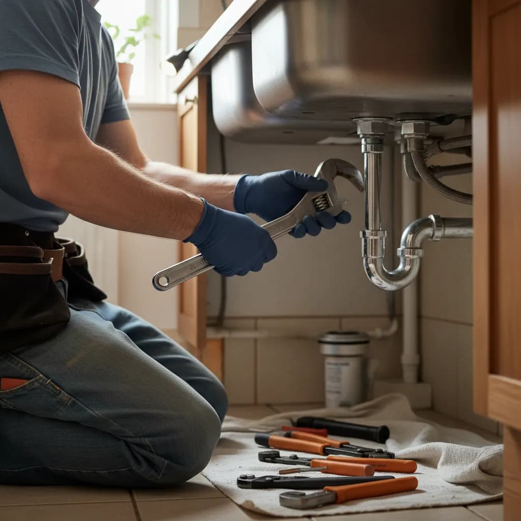 Plumber at work