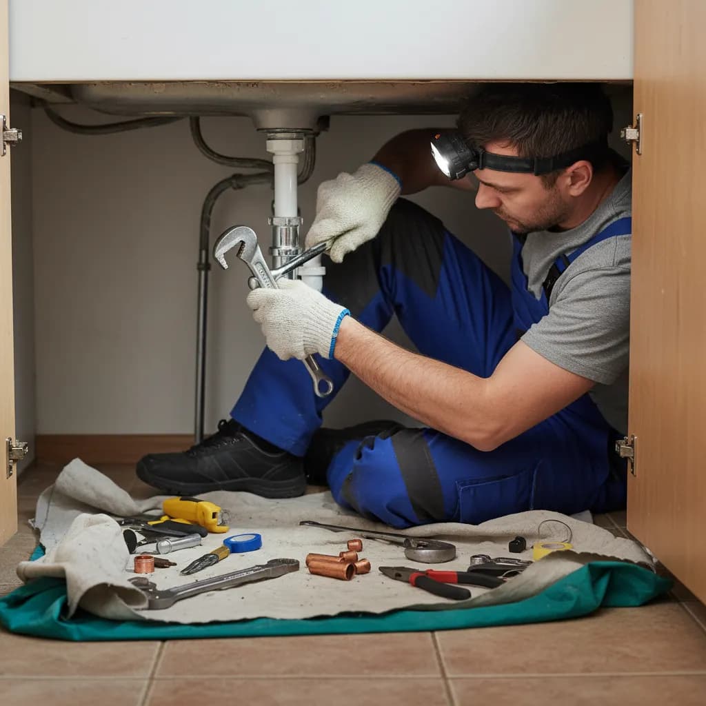 Plumber at work