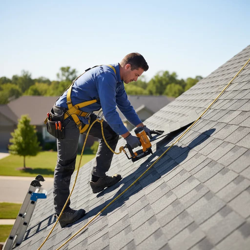 Roofer at work