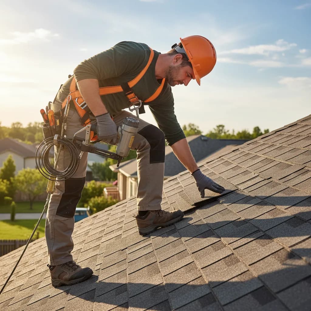 Roofer at work