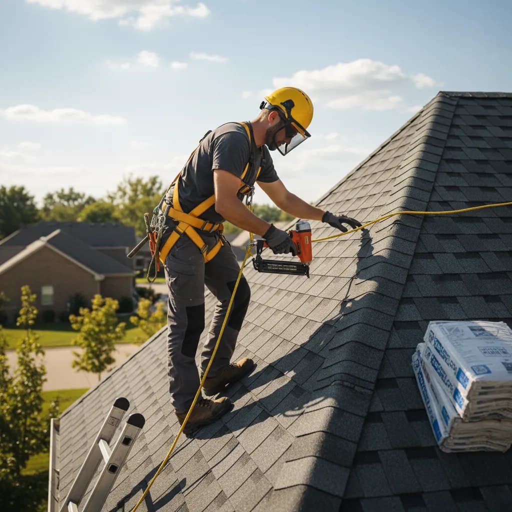 Roofer at work