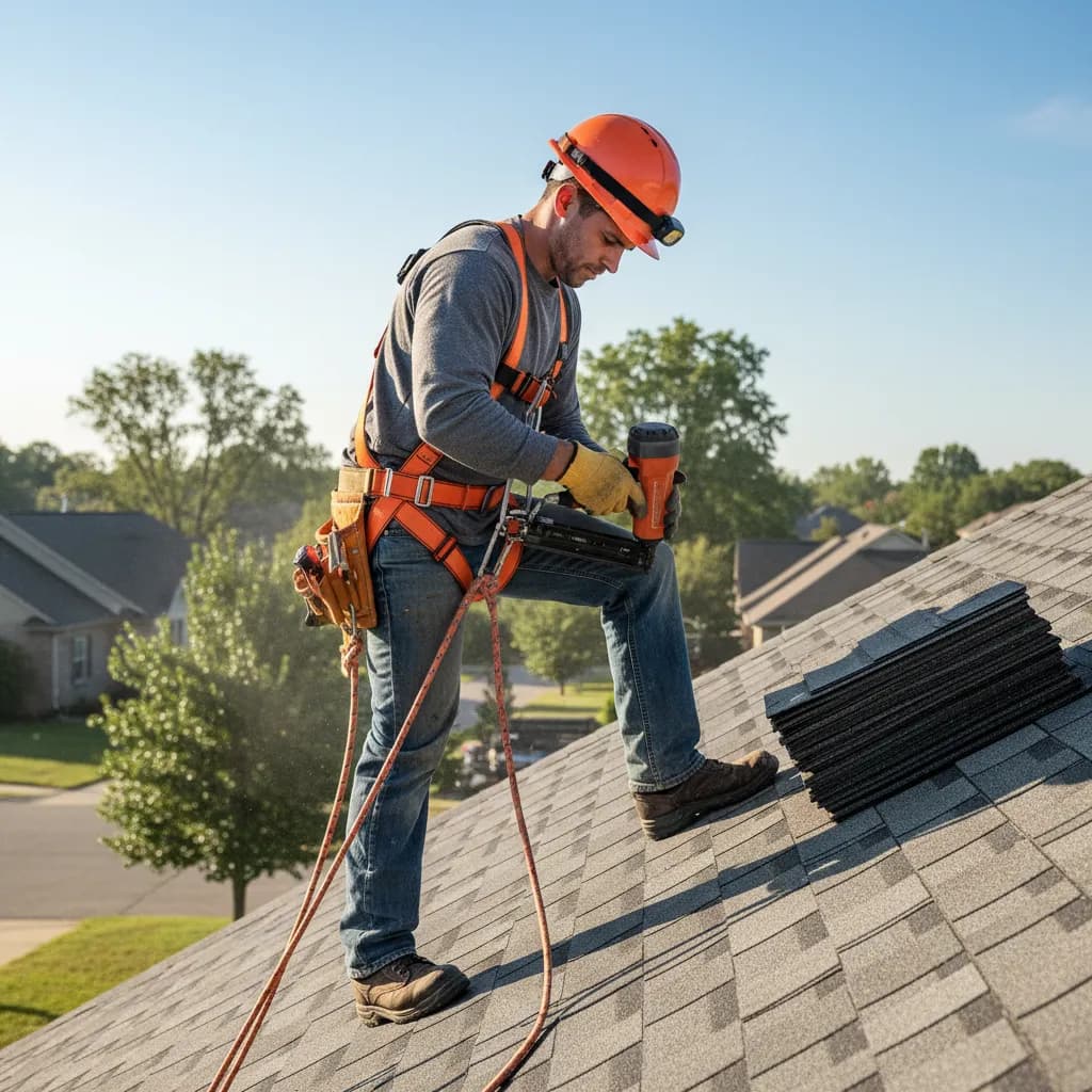 Roofer at work