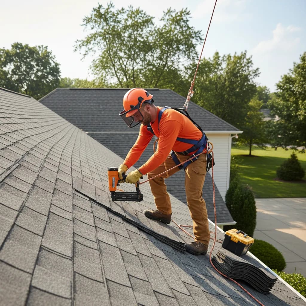 Roofer at work