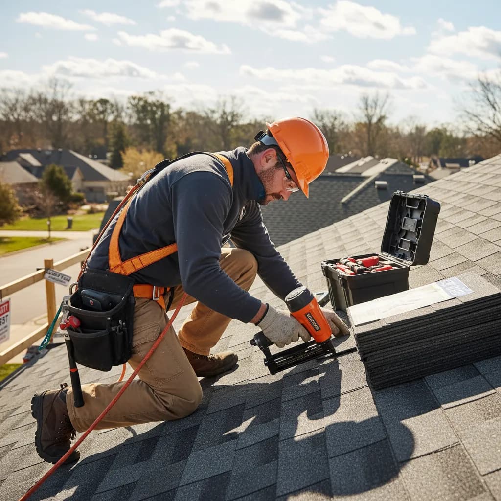 Roofer at work