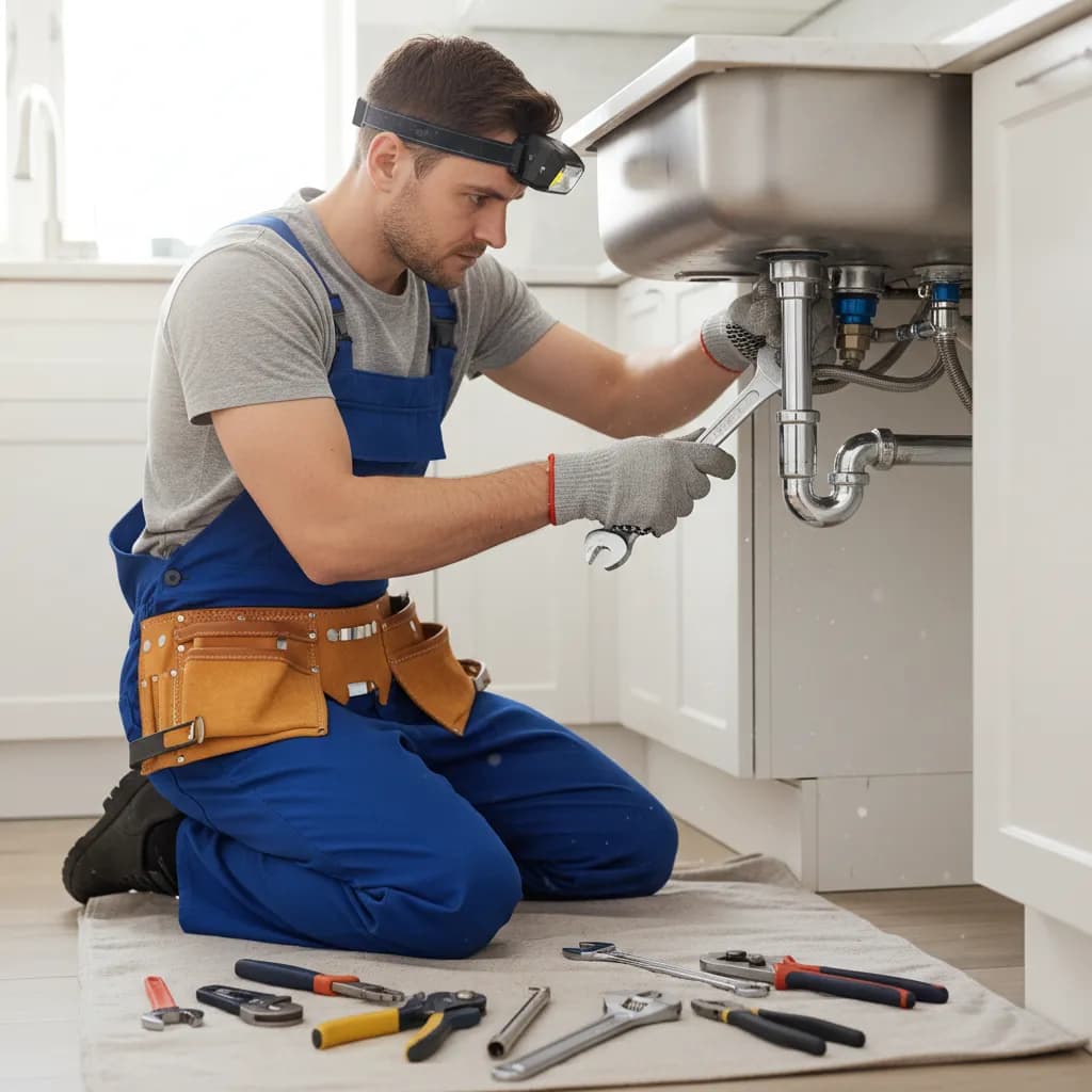 Plumber at work