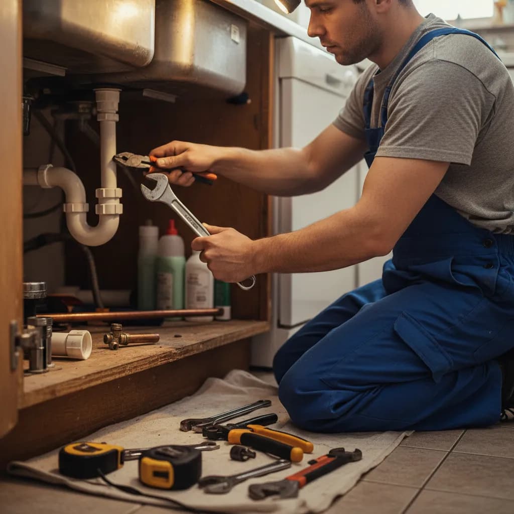 Plumber at work