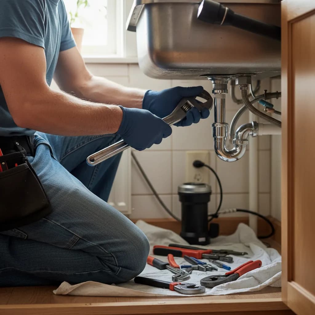 Plumber at work