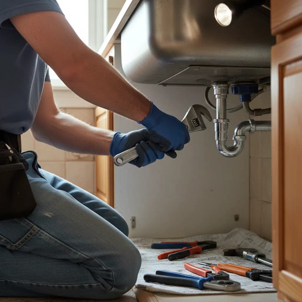 Plumber at work