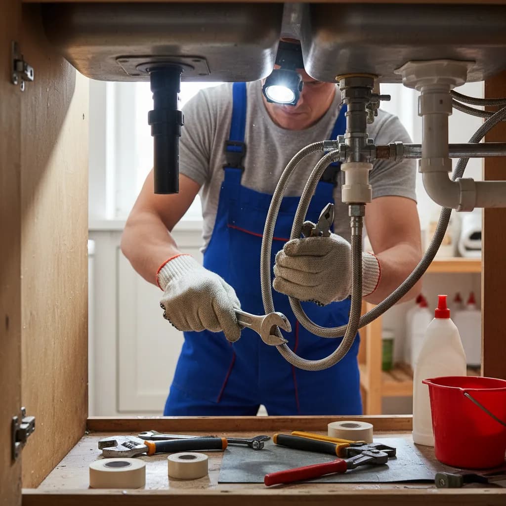Plumber at work