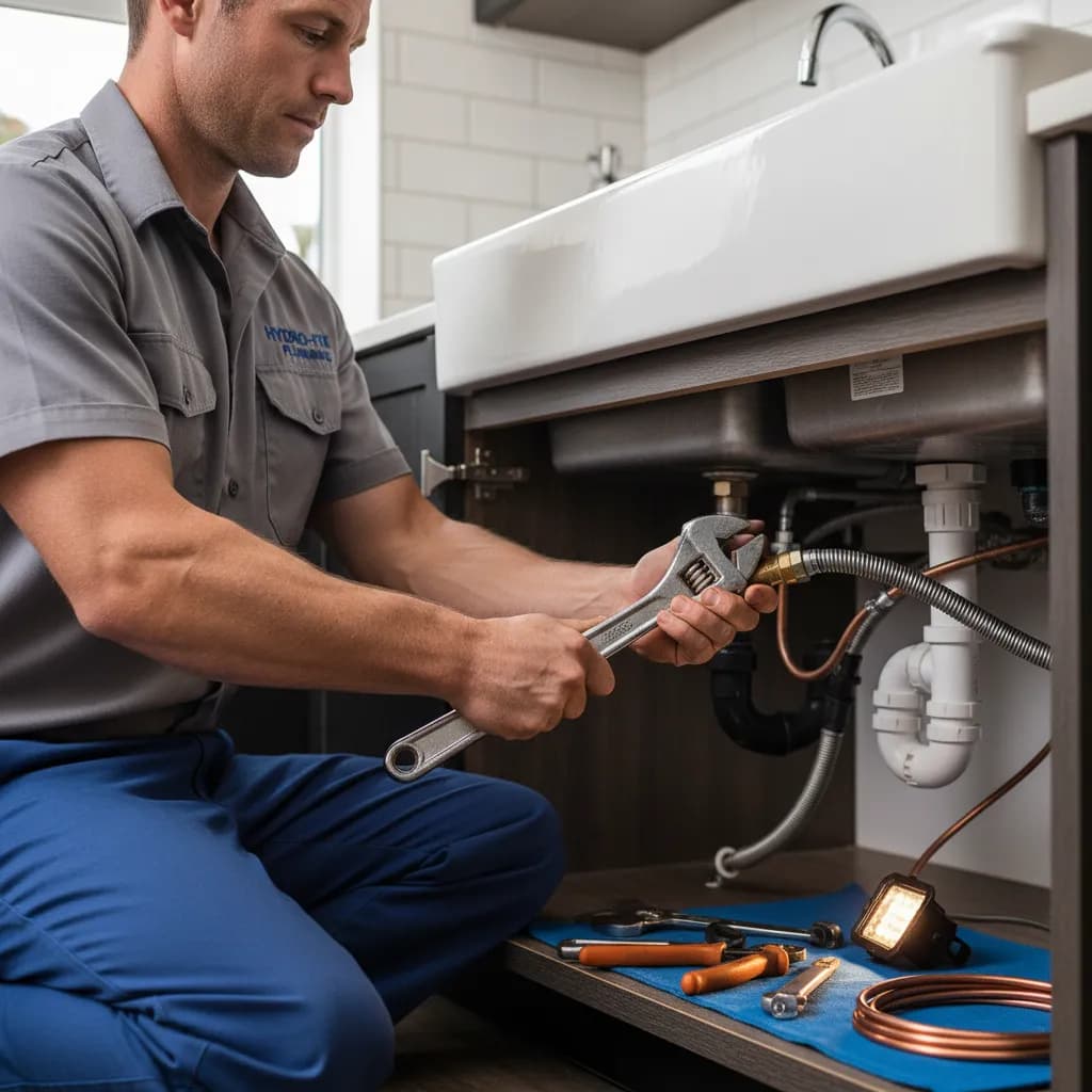 Plumber at work