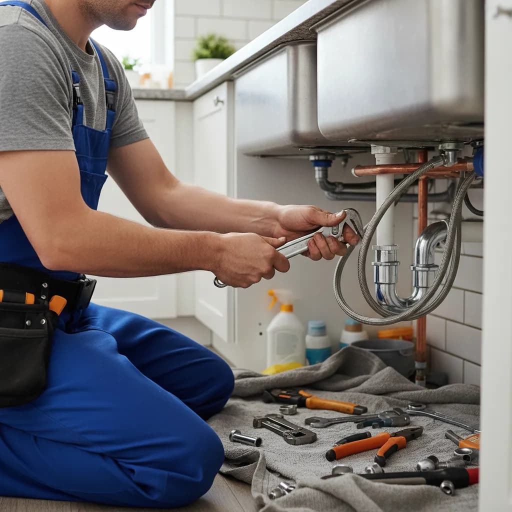 Plumber at work
