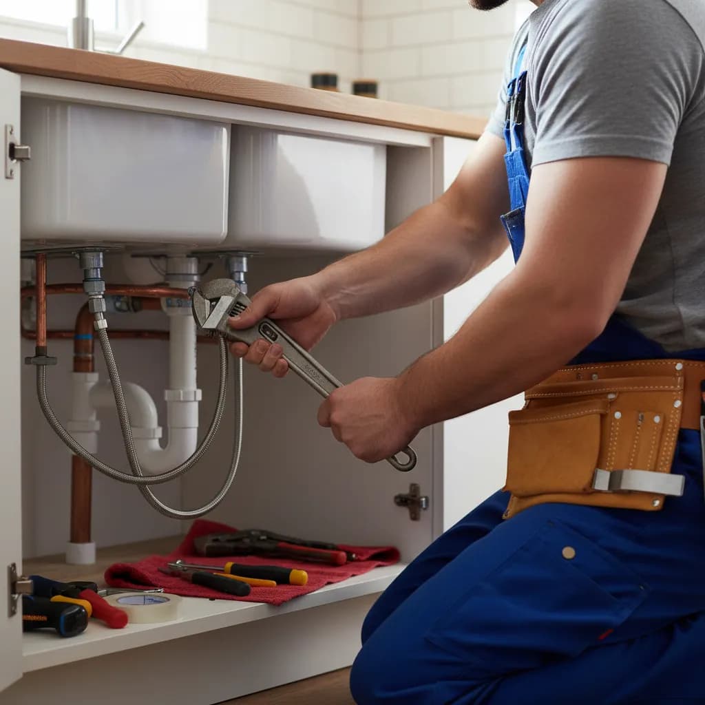 Plumber at work