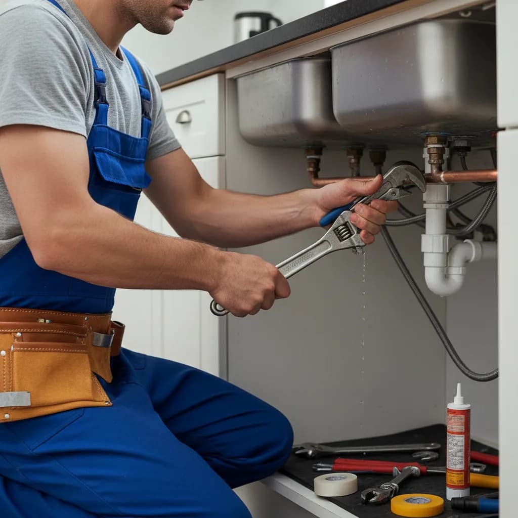 Plumber at work