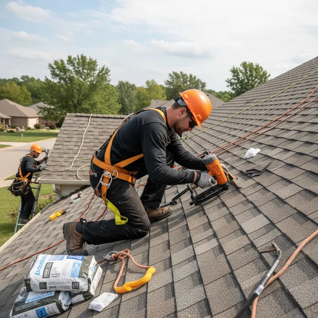 Roofer at work
