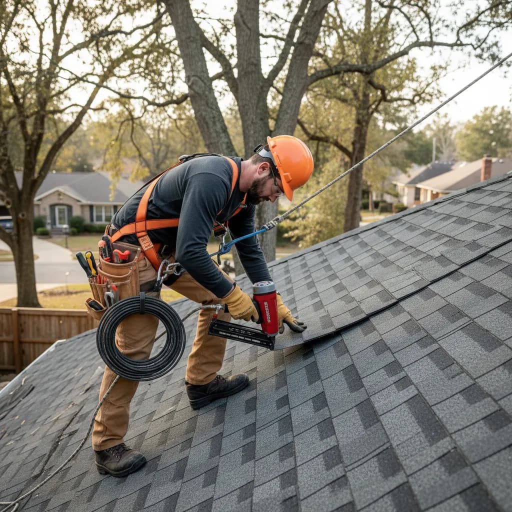 Roofer at work