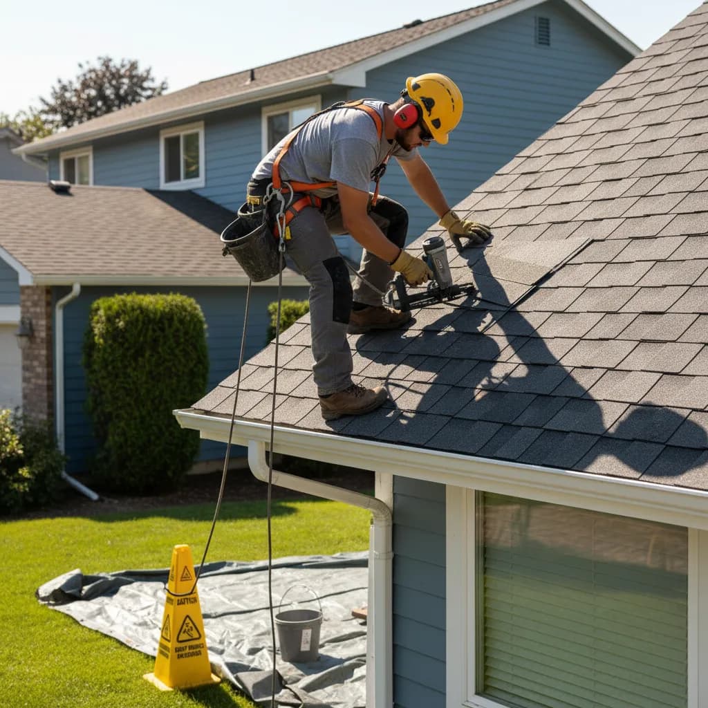 Roofer at work
