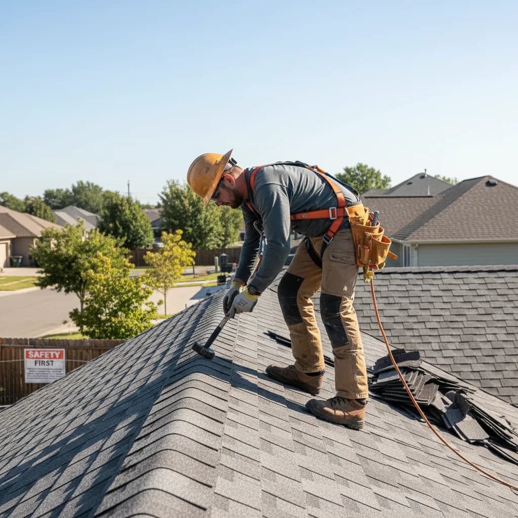 Roofer at work
