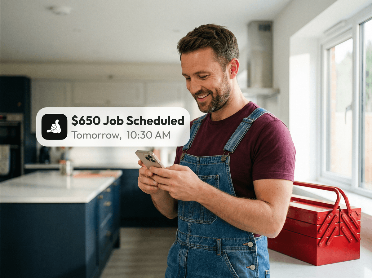 Contractor reviewing an AI call capture summary after a missed job call